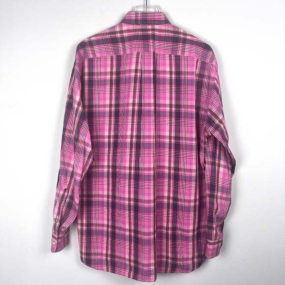 Vintage Gitman Brothers Men's Plaid Pink Dress Shirt Size Large Made in USA - Picture 9 of 12